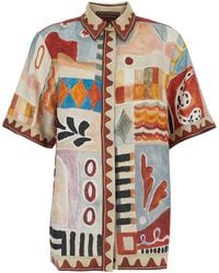 ALÉMAIS - Shirt Michelle With Classic Collar And All-Over Geometric Motif - Lyst