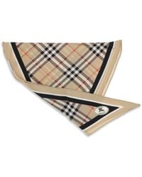 Burberry - Check Silk Scarf With Knight Stamp - Lyst