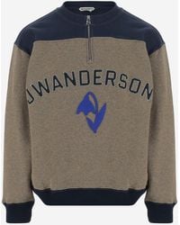 JW Anderson - Wool-Blend Half-Zip Logo Sweatshirt Top - Lyst