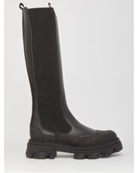 Ganni Black Leather High-boots
