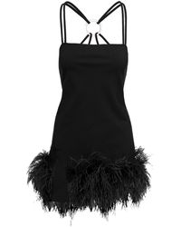 The Attico - 'Fujiko' Mini Dress With Ostrich Boa Feathers And Sid - Lyst