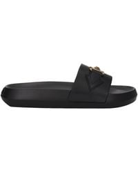 Versace - Black Leather Slippers - Lyst
