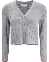 Thom Browne - Ladder Full Needle Rib Stitch V Neck Car - Lyst