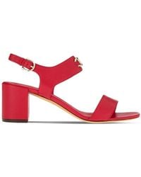 Ferragamo - Gancini-Plaque Block-Heel Sandals - Lyst