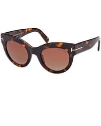 Tom Ford - Cat Eye Full Rim, With A Dark Havana Frame And Bordeaux Gradient Lens - Lyst