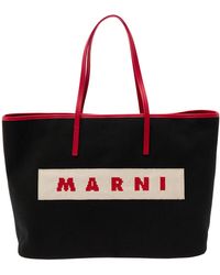 Marni - 'Small Janus' Tote Bag With Logo Patch - Lyst