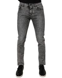 Dolce & Gabbana - Washed Cotton Slim Fit Denim Jeans - Lyst