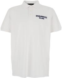DSquared² - Polo Shirt With Classic Collar And Logo Lettering On The Front - Lyst