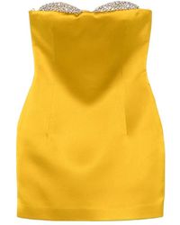 New Arrivals - Strapless Satin Dress With Crystals Polyester Cocktail & Party - Lyst