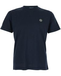 Stone Island - Crewneck T-Shirt With Logo Patch Cotton T-Shirts - Lyst