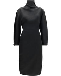 KHAITE - Harlin Draped Ramie-Blend Satin Dress Acetate; Ramie - Lyst