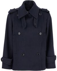 Max Mara - Double Breasted Jacket With Wide Lapels Virgin Wool Coat - Lyst