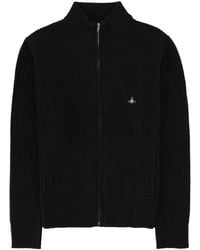 Vivienne Westwood - Ribbed Wool Cashmere Zip-Up Cardigan - Lyst