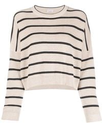 Brunello Cucinelli - Light Striped Crop Sweater Clothing - Lyst