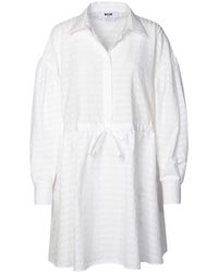 MSGM - White Cotton Dress - Lyst