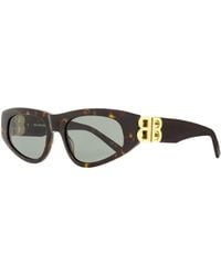 Balenciaga - Cateye Sunglasses Bb0095s Havana/gold 53mm - Lyst