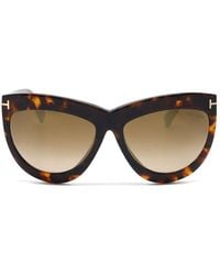 Tom Ford - Sunglasses Cat Eye Full Rim, Blonde Havana Frame And Mirror Lens Ft111253G - Lyst