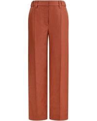 Brunello Cucinelli - Wide-Leg Pants Linen With Elastic Waistband And Belt Loops - Lyst