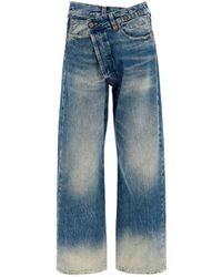 R13 R 13 Wide Leg Crossover Jeans - Blue