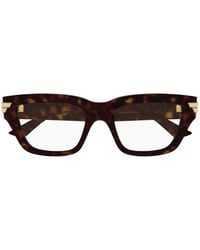 Bottega Veneta - Eyeglasses Rectangle Full Rim, Havana Frame And Clear Demo Lenses Lens Bv1190O002 - Lyst