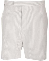 Thom Browne - Striped Cotton Bermuda Shorts - Lyst