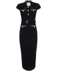 Self-Portrait - Midi Dress Wool Crepe - Lyst