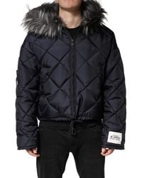 Dolce & Gabbana - Quilted Fur Shearling Hooded Jacket Clothing - Lyst