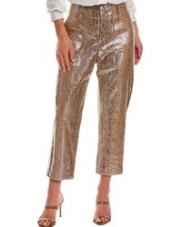 Brunello Cucinelli - Snakeskin-Print Leather Trousers - Lyst