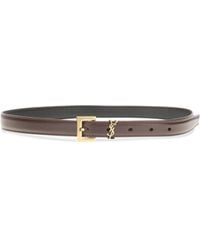 Saint Laurent - Belt Cassandre-Tan Calf Leather - Lyst