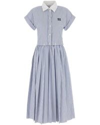 Miu Miu - Embroidered Poplin Shirt Dress - Lyst