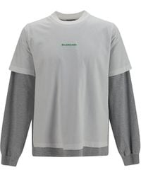 Balenciaga - Double-Sleeve Cotton T-Shirt T-Shirts And Polos - Lyst