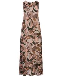Aspesi - Multicoloured Crepe De Chine Long Dress - Lyst
