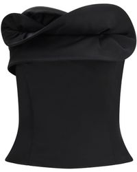 Magda Butrym - Wool And Silk Corset Top With Sculptural Neckline Fleece Wool - Lyst