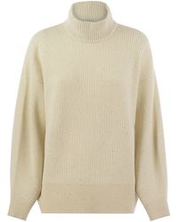 Brunello Cucinelli - Wool And Cashmere Rib Sweater With Sequins - Lyst