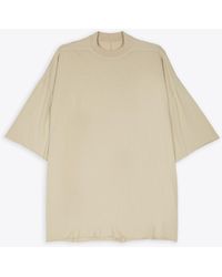 Rick Owens - Tommy T Sand Colour Cotton Oversized T-Shirt With Raw-Cut Hems - Lyst