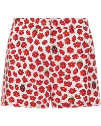 Versace - Silk Shorts With Strawberry Garden Print - Lyst