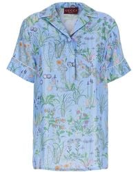 Gucci - Blue Silk Pattern Shirt - Lyst