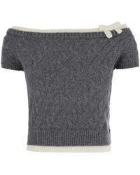ShuShu/Tong - Wool Top With Boat Neck And Bow Detail Merino - Lyst