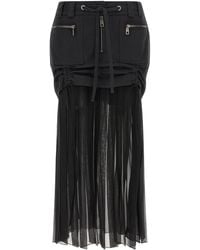 Dolce & Gabbana - Dolce & Gabbana Twill And Chiffon Skirt - Lyst