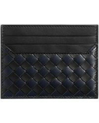 Bottega Veneta - Leather Card Holder Woven Calfskin - Lyst