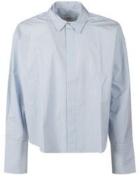 Ami Paris - Long-Sleeved Crop Stripe Shirt - Lyst
