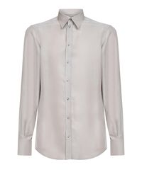 Dolce & Gabbana - Light Grae Silk Crepe De Chine Martini Shirt - Lyst