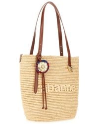 Rabanne - Tote Bag Raphia Leather Brass Handbags - Lyst