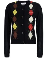 Ganni - Crew Neck Cardigan Cotton Tops - Lyst
