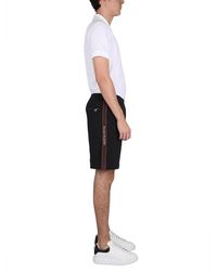 McQueen - Bermuda Shorts With Selvedge Logo Band Cotton - Lyst