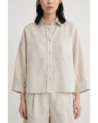 Brunello Cucinelli - Natural Linen Oversized Shirt - Lyst