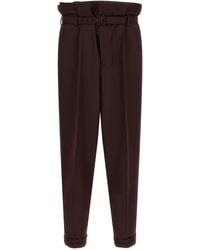 Saint Laurent - Saint Laurent Paper-Bag Waist Wool Trousers - Lyst