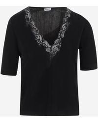 Balmain - Viscose Top With Lace V-Neck - Lyst