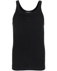Dolce & Gabbana - Sleeveless Top With Logo Embroidery On The Front And Ribbed Knit - Lyst