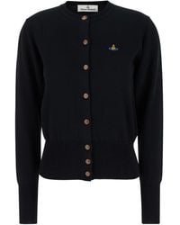 Vivienne Westwood - 'Bea' Cardigan With Orb Embroidery And Branded Button - Lyst
